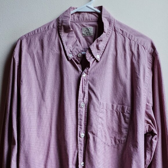 J.Crew Red/White Micro-Checked Casual Button Down Shirt Size Large - Picture 4 of 15